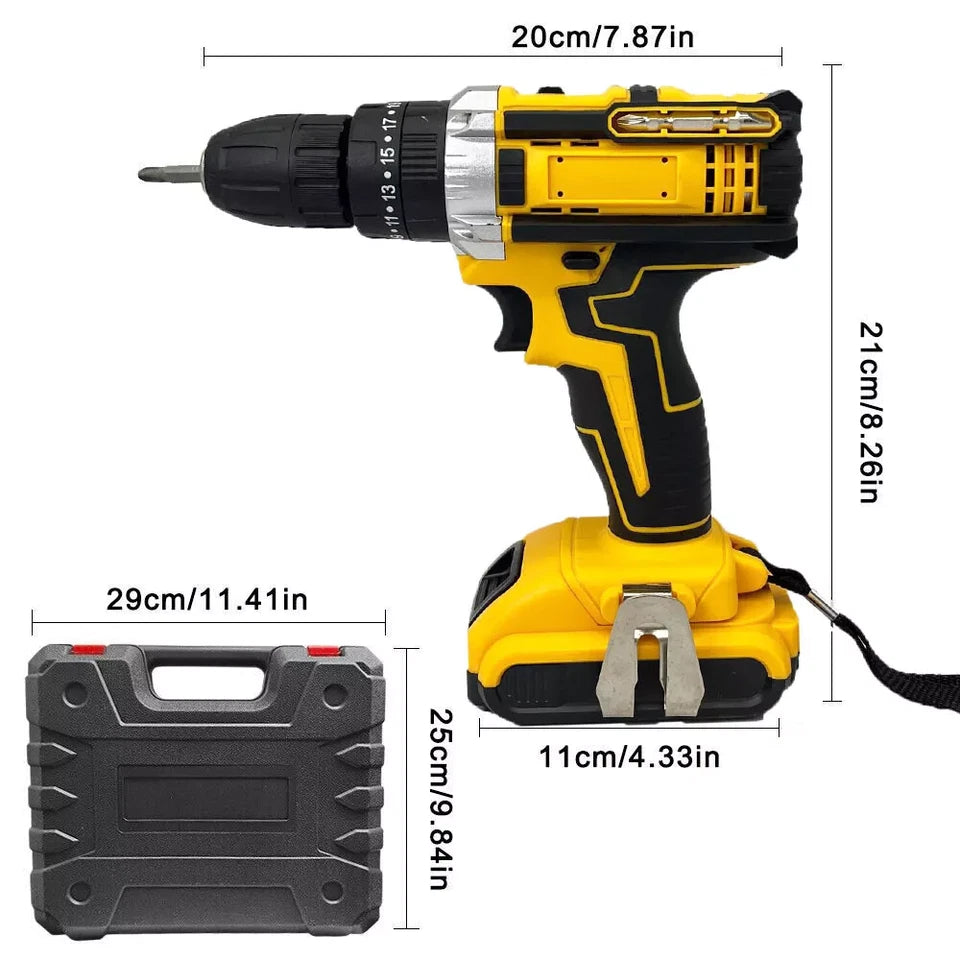 2 Battery 21V Cordless Drill Combi Driver High Power Electric Screwdriver Set UK