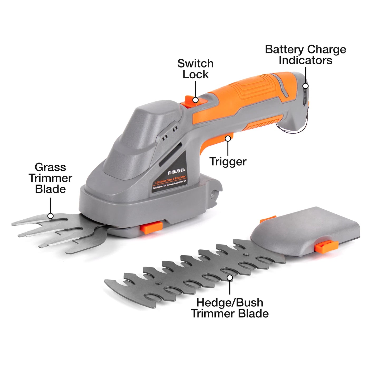 Electric Hedge Trimmer Cordless 2 in 1 7.2V Handheld Multi Tool Bush Cutter