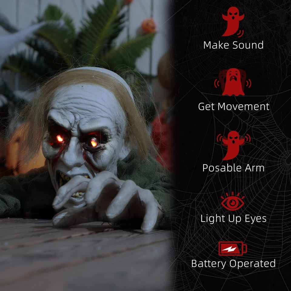 167 cm Halloween Crawling Zombie, Outdoor Animated Prop