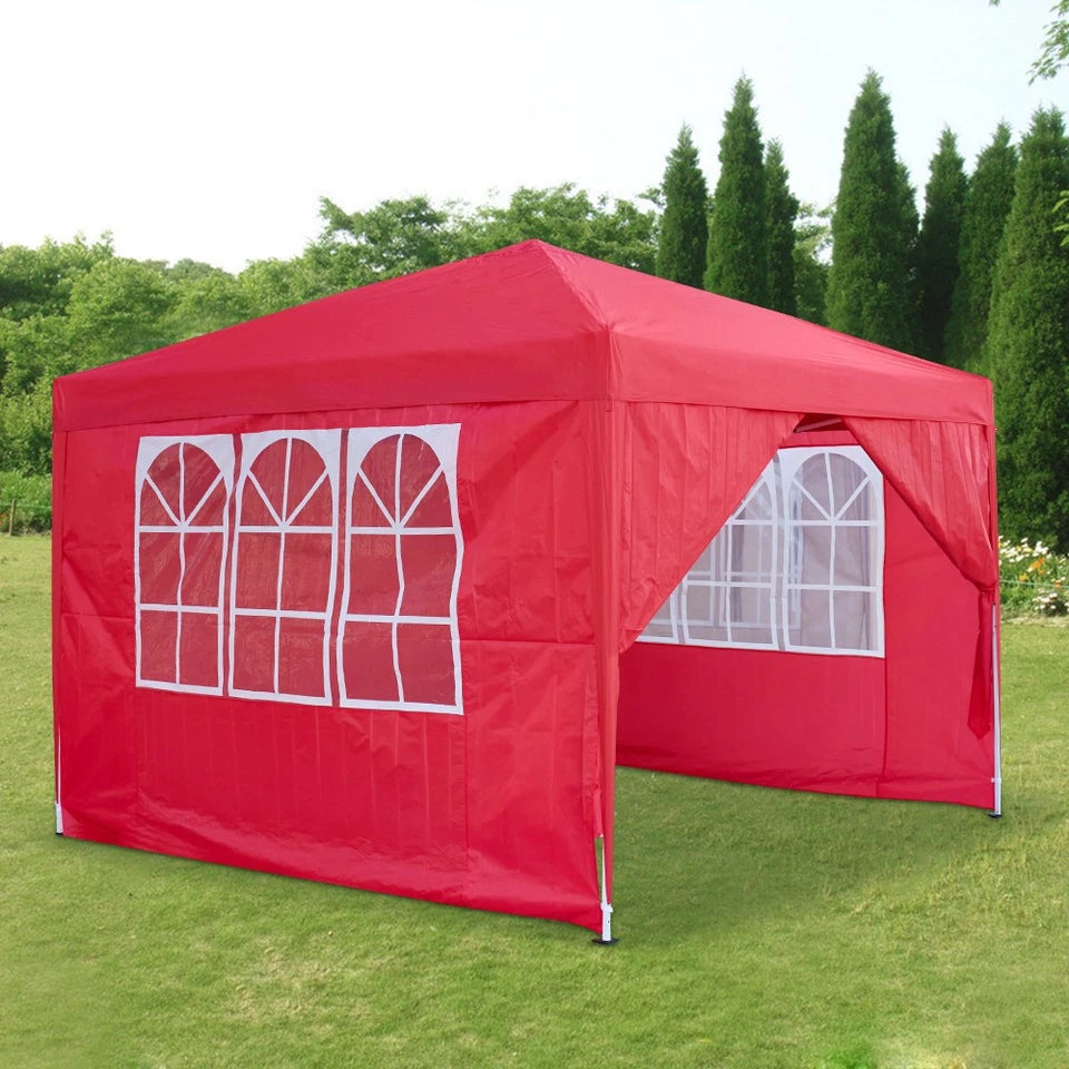 3x3M Heavy Duty Gazebo Marquee Popup Waterproof Garden Party Tent 4 WallSides