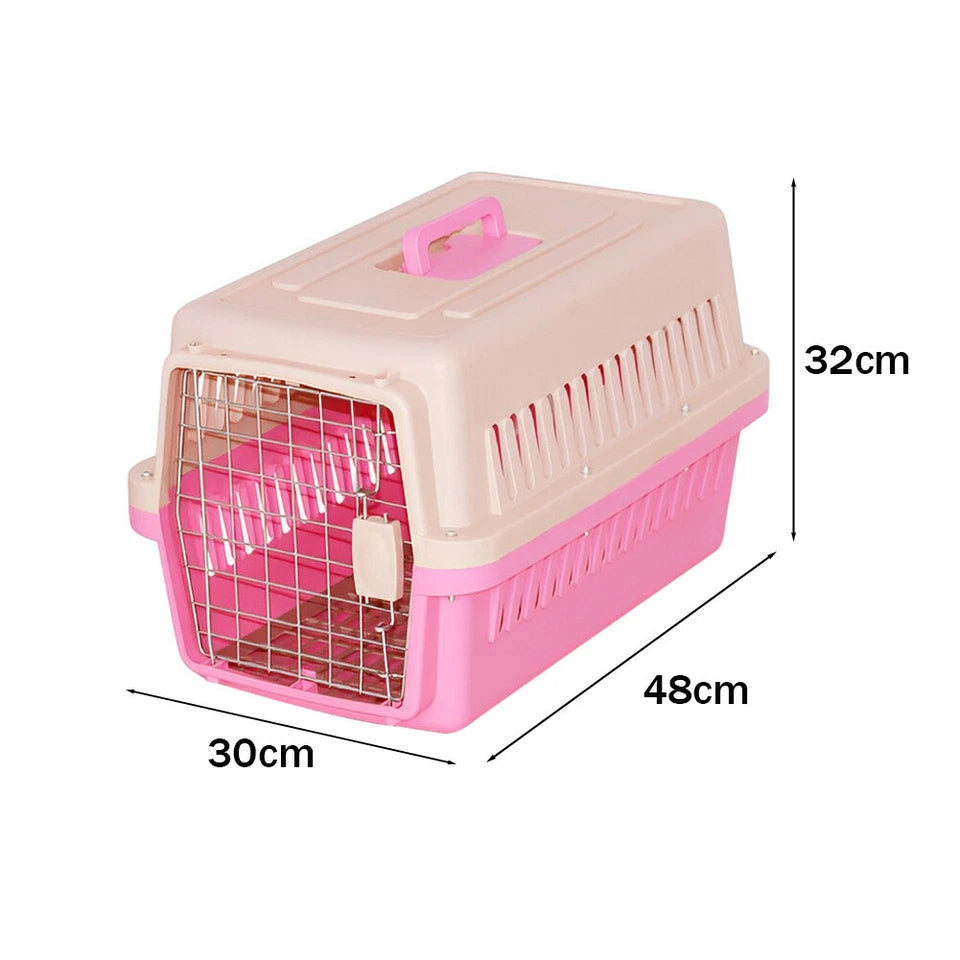 Extra Large Pet Carrier Cat Puppy Travel Cage Dog Carry Basket Transporter Box (Pink)