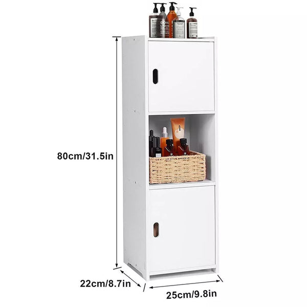 Waterproof Bathroom Storage Cabinet Free Standing Cabinet Organizer Unit White