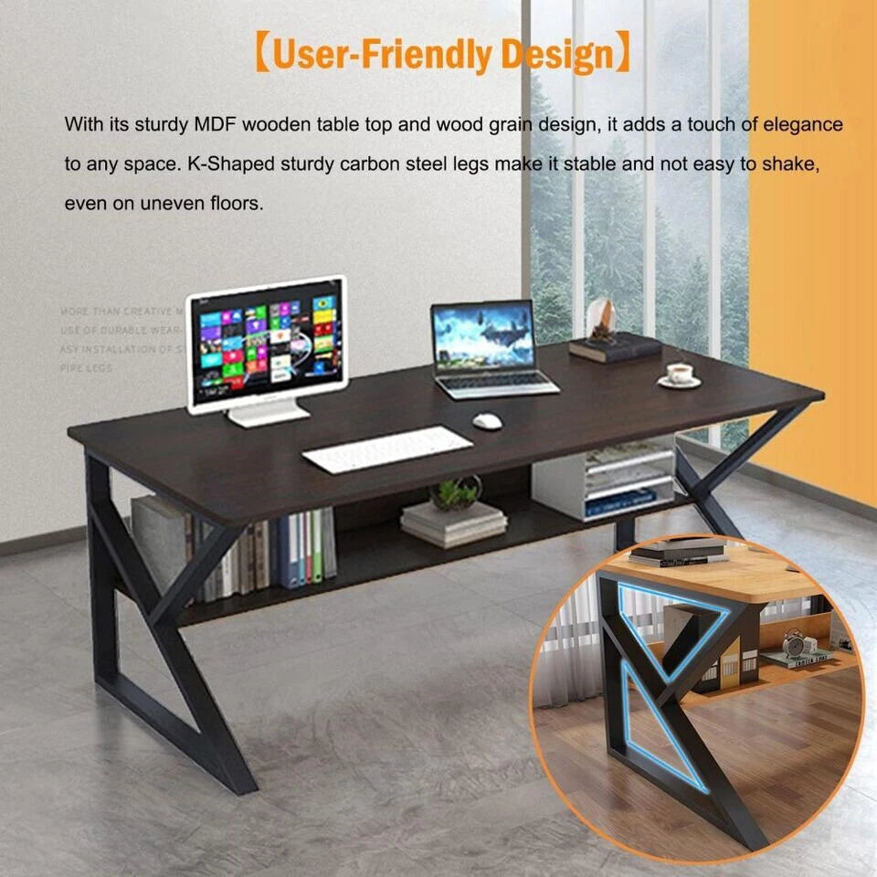 Computer Desk Laptop Pc Study Table Office Desk Home Furniture Workstation Shelf