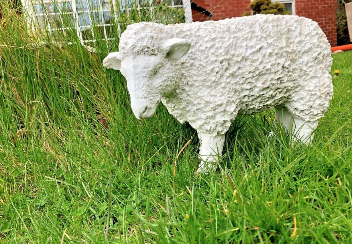 Spring Lamb Garden Ornament Resin Laying Down Sheep Statue Farmyard Gift Garden