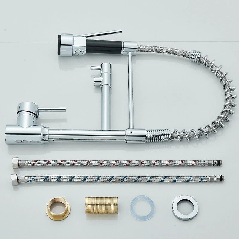 Modern Monobloc Pull Out Kitchen Mixer Tap Dual Spout Spray Single Lever Chrome