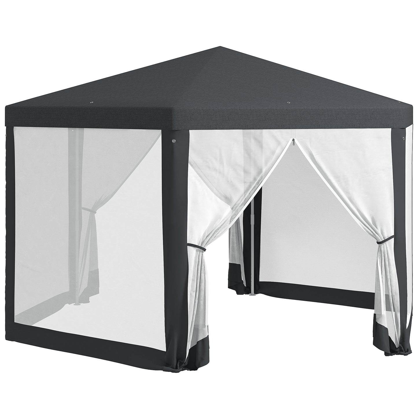 Dark Grey Hexagonal Metal Netting Gazebo Patio Out- door Canopy Party Marquee