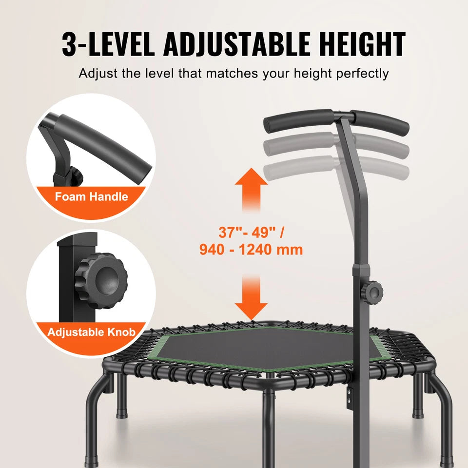 54.5" Mini Fitness Trampoline Adults Indoor Exercise Rebounder with Handle