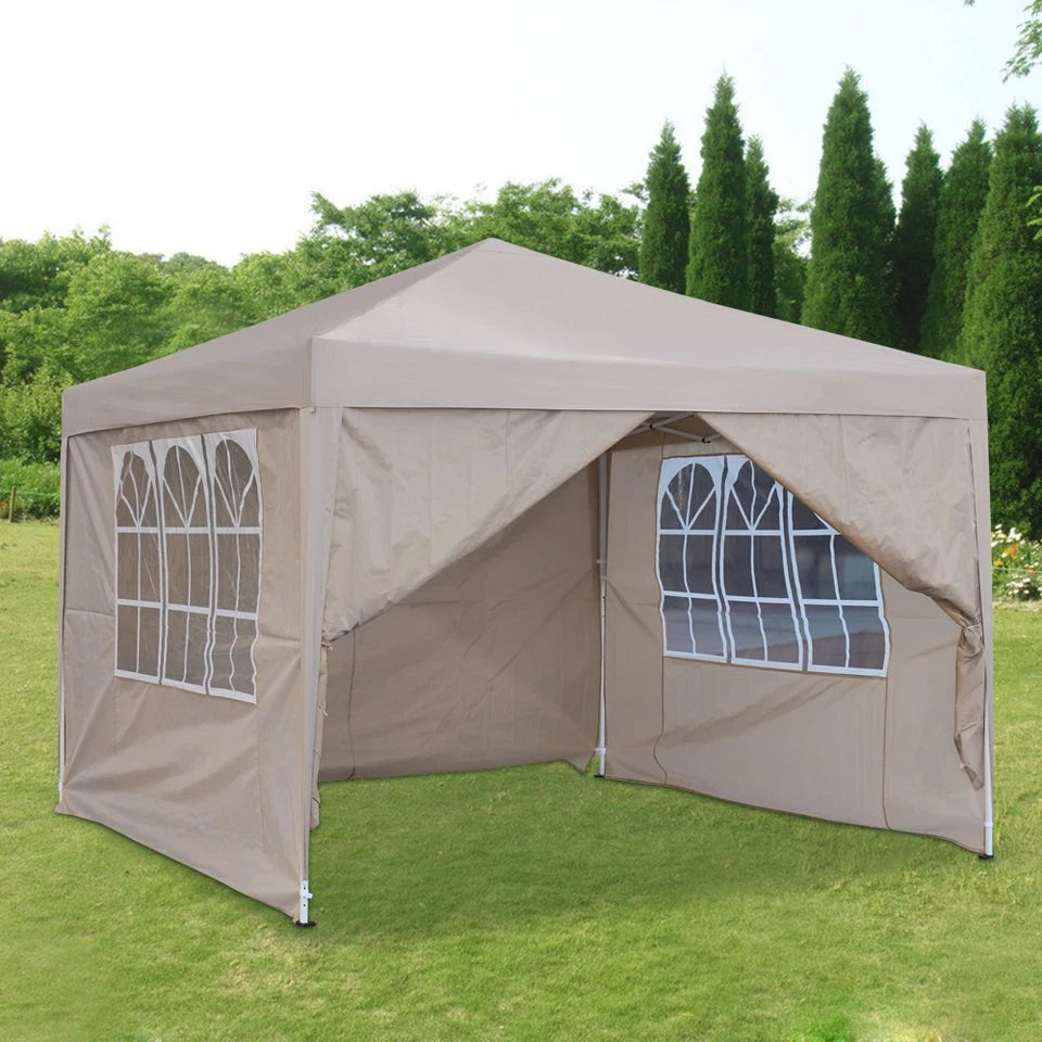 3x3M Heavy Duty Gazebo Marquee Popup Waterproof Garden Party Tent 4 WallSides