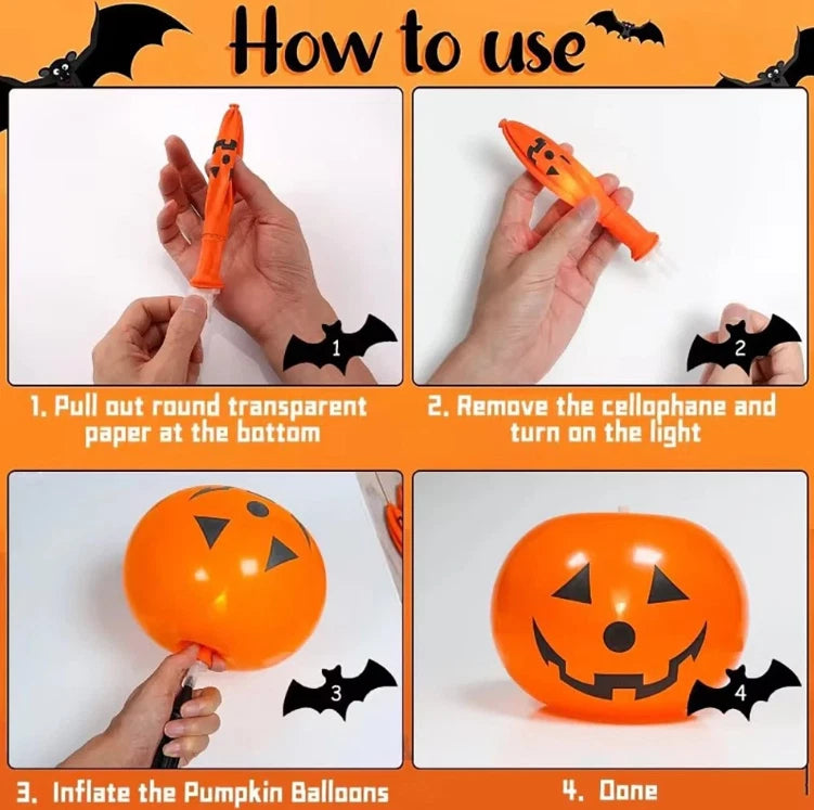 5PCS Halloween Decoration Inflatable Pumpkin with LED Lights Party Light Garden