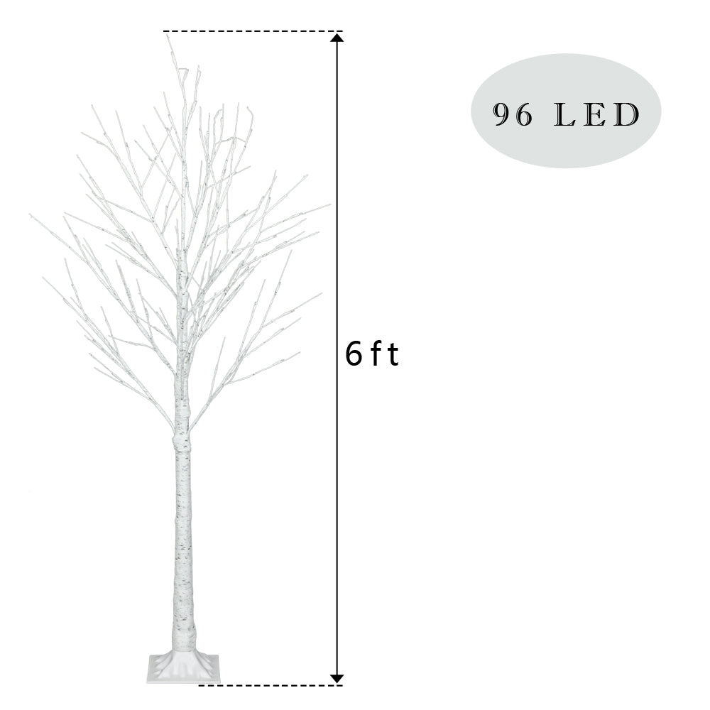 Outdoor 4ft, 6ft, 8ft Birch Christmas Twig Tree Pre Lit Ice Warm White Multi LED