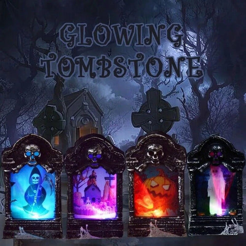 4x Halloween Light Up Tombstone Horror LED Game Props Outdoor Garden Party Decor