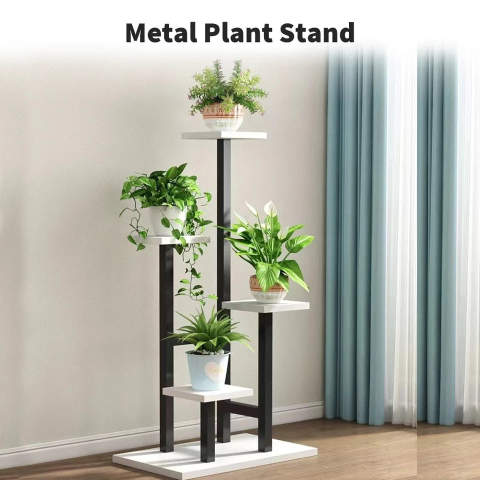 4 Tier Metal Plant Stand Indoor Outdoor Garden Flower Pot Shelf Display Rack UK