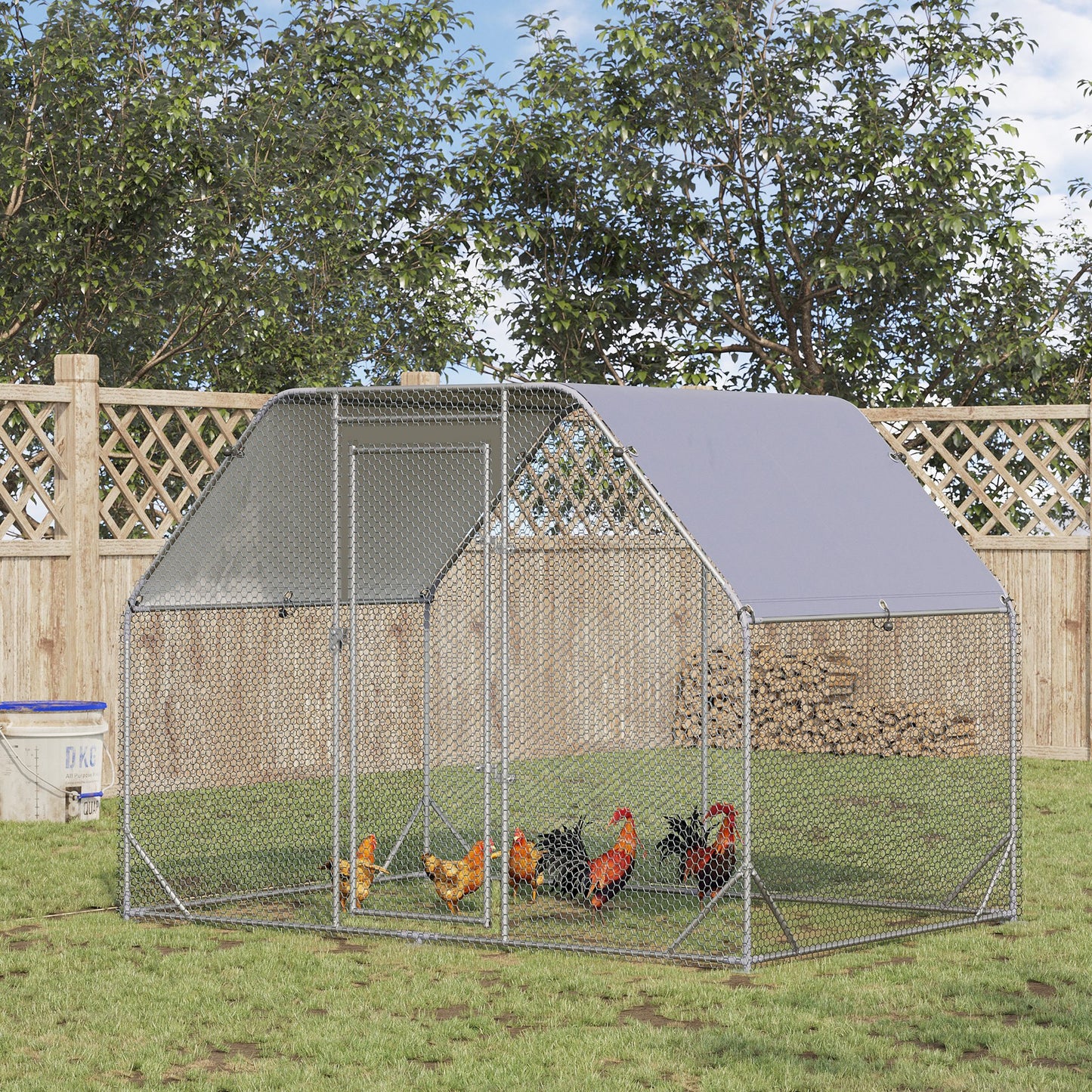 Chicken Run W/ Roof, Walk In Chicken Coop, Hen House Duck Pen