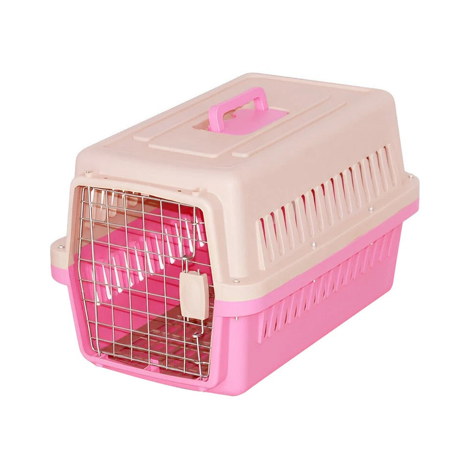 Extra Large Pet Carrier Cat Puppy Travel Cage Dog Carry Basket Transporter Box (Pink)