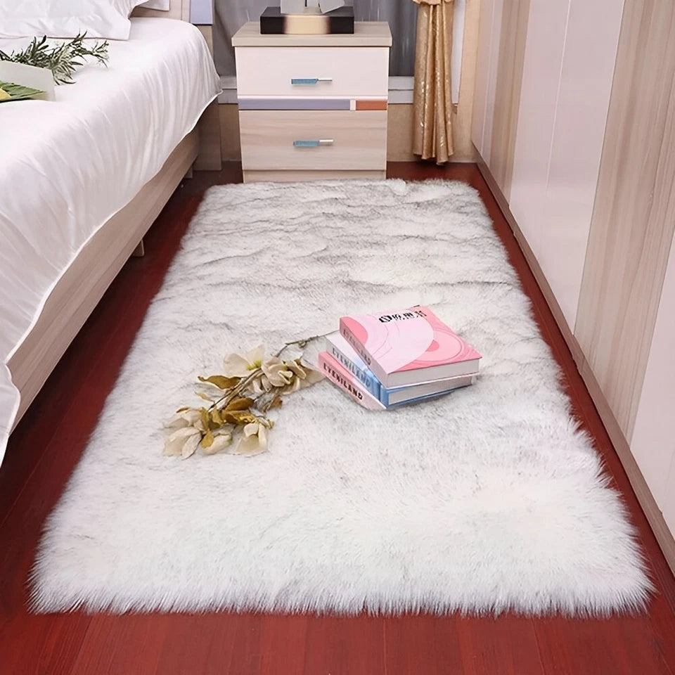 Faux Fur Sheepskin Fluffy Rug Soft LivingRoom Bedroom Rectangle Carpet Floor Mat