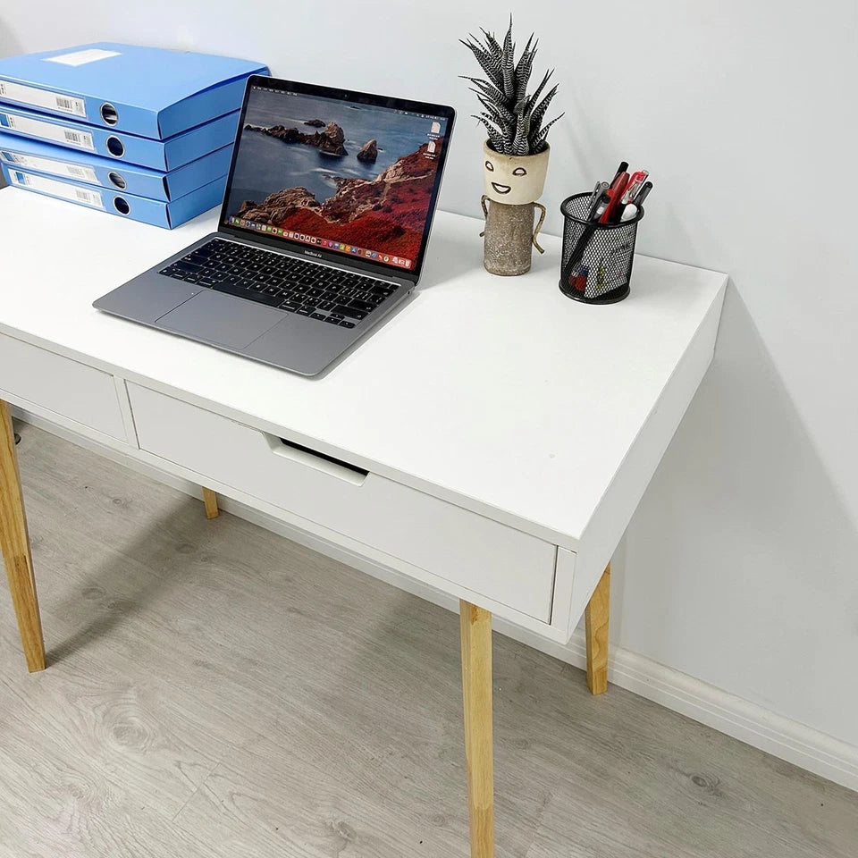 Wooden Computer Desk Dressing Table Home Office Study Bedroom With Drawers White