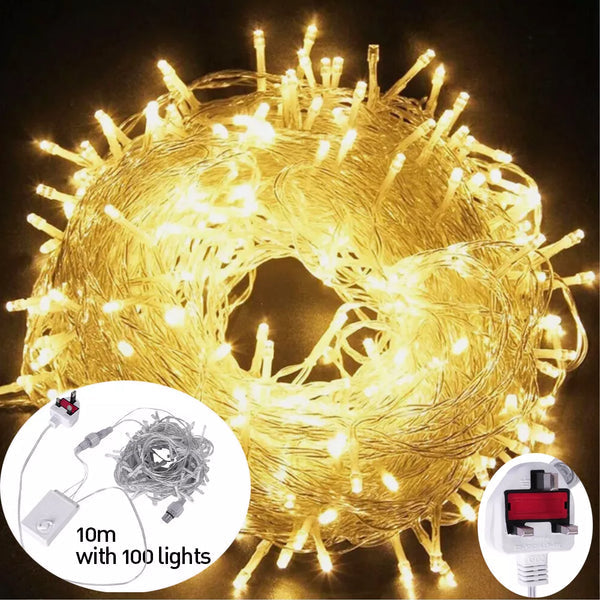Fairy String Lights 10-50m Mains Plug In Christmas Tree Indoor & Outdoor Remote