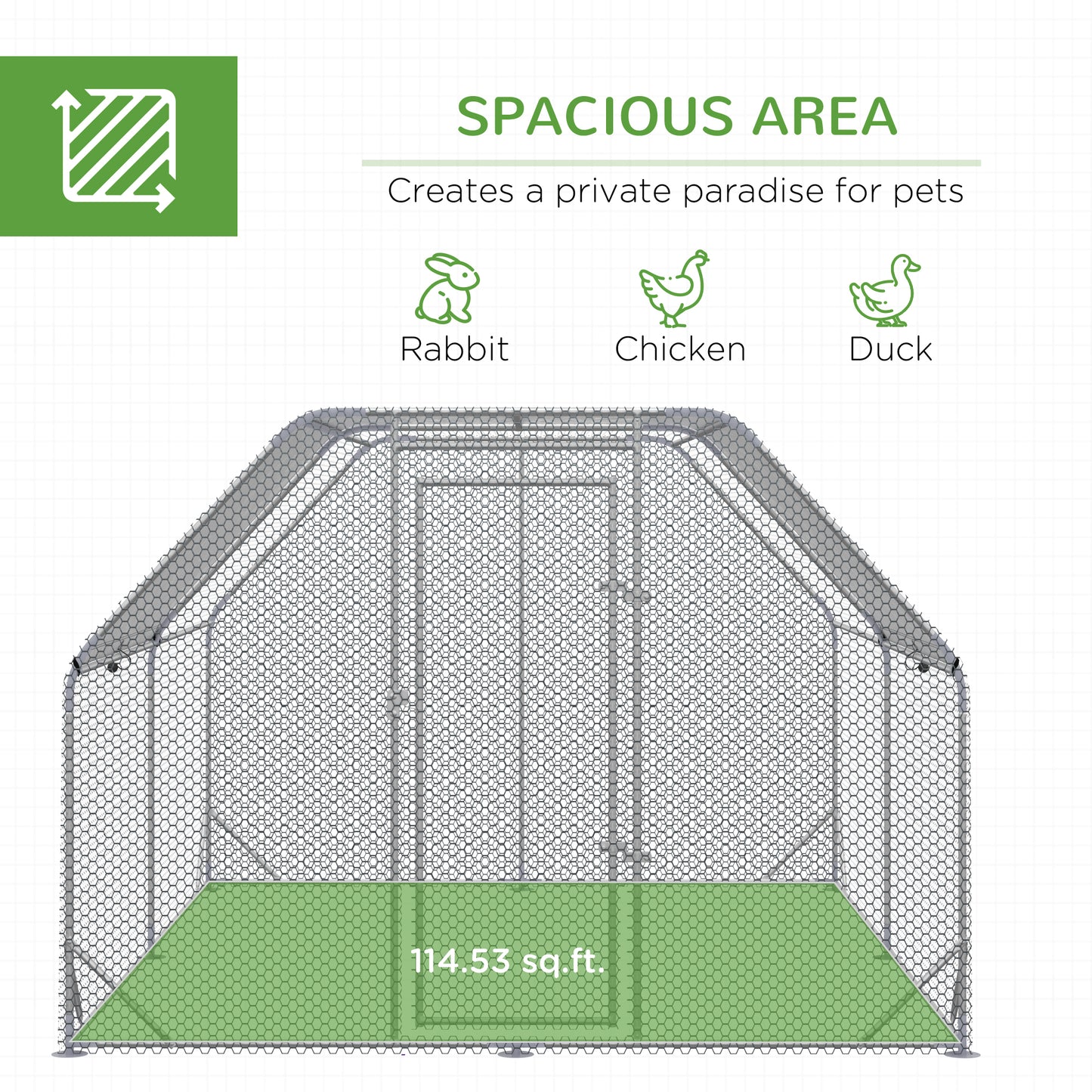 Chicken Run W/ Roof, Walk In Chicken Coop, Hen House Duck Pen