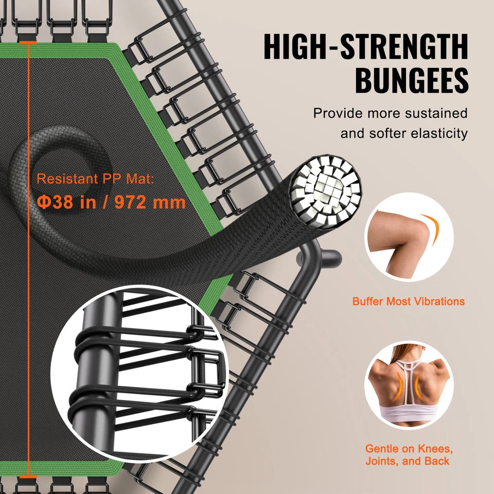 54.5" Mini Fitness Trampoline Adults Indoor Exercise Rebounder with Handle