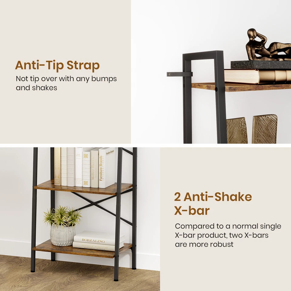 Ladder Shelf Bookcase Tier Display Storage Shelving Unit Stand Wall Rack