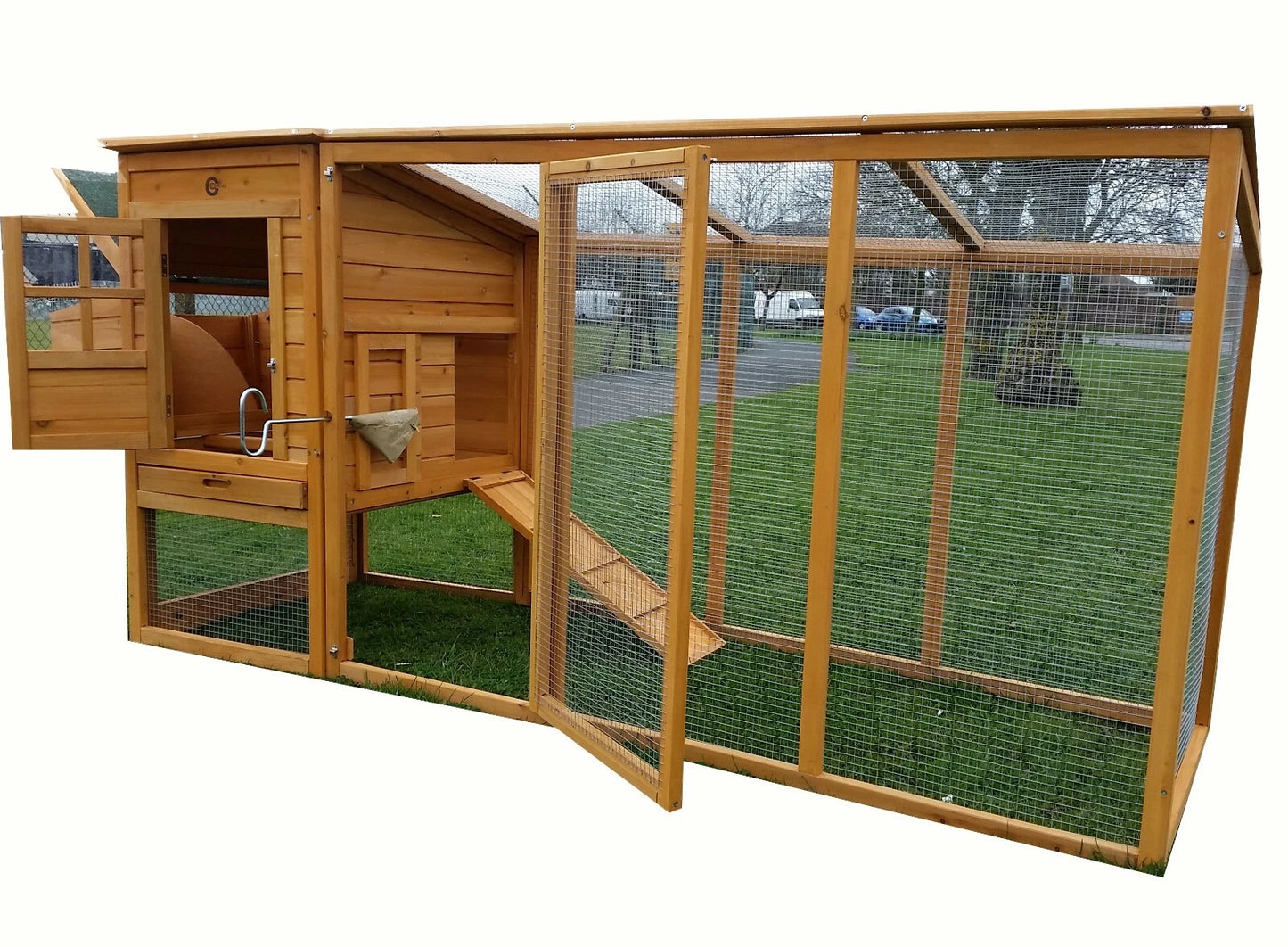LARGE 8FT CHICKEN COOP HEN POULTRY ARK HOUSE HUTCH RUN NEST