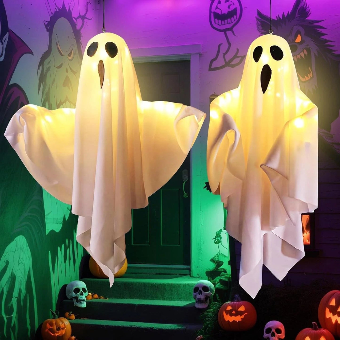 3X Halloween Decoration LED Light Ghost Outdoor Garden Party Home Hanging Props