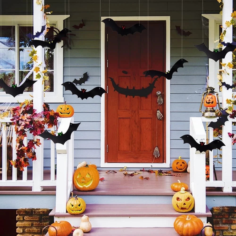 12PCS Halloween Hanging Bats, Halloween Flying Bat Hanging Decorations