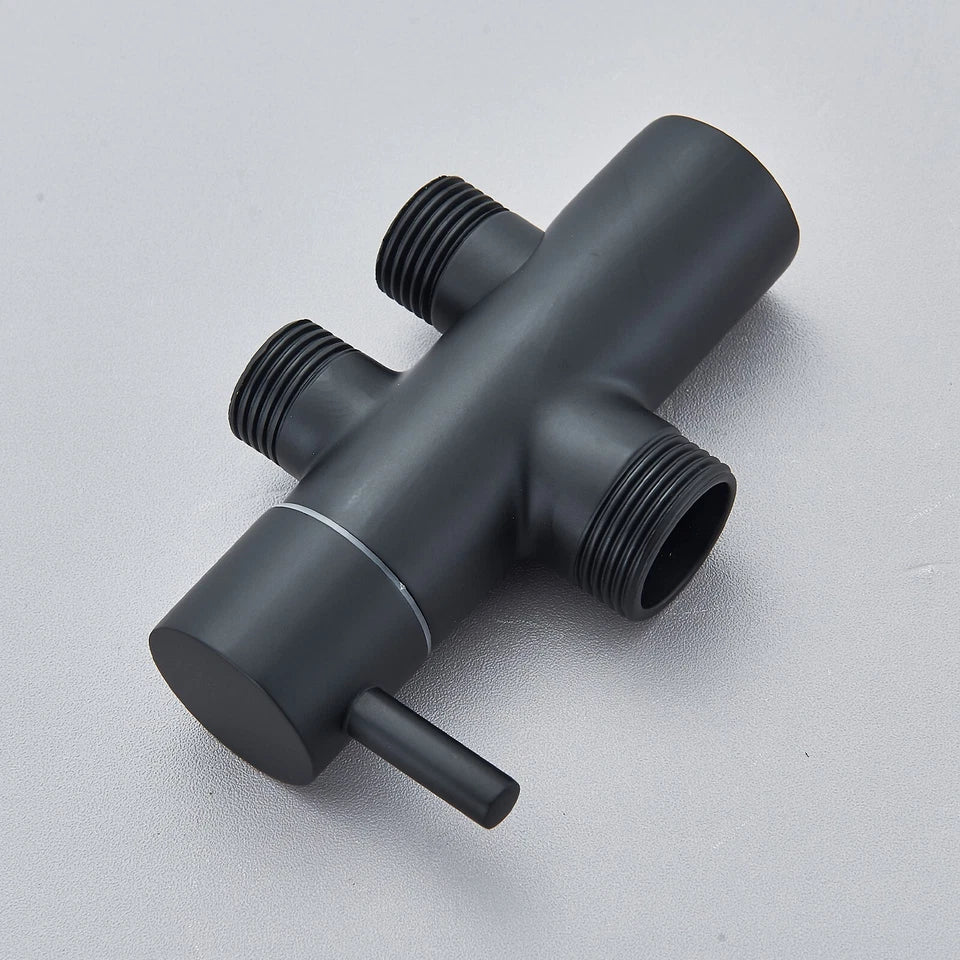 Black Exposed Bathroom Shower Twin Head Large Bar Set Square Valve Rail Hose Tap
