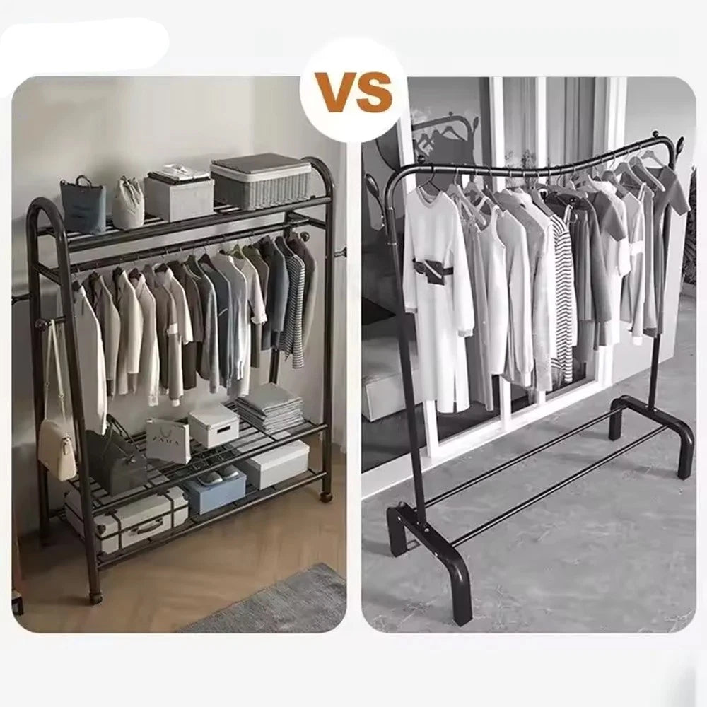 Heavy Duty Double Clothes Rail Rack Garment Hanging Stand Open Wardrobe Shelf