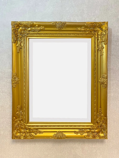 Antique Gold Ornate Wall Mirror with Stunning Hardwood Frame, Size 53 x 43cm