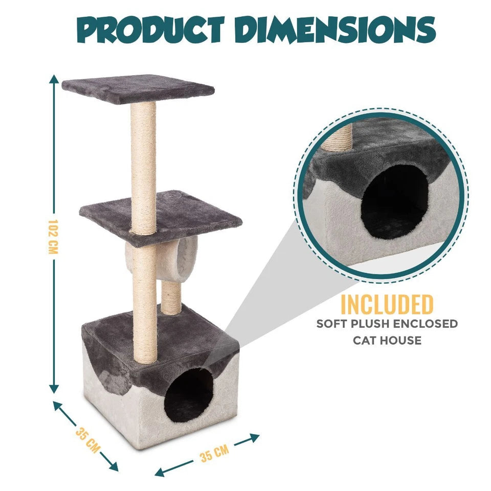 Cat Tree Scratching Tower House Activity Center Post Climbing Hammock