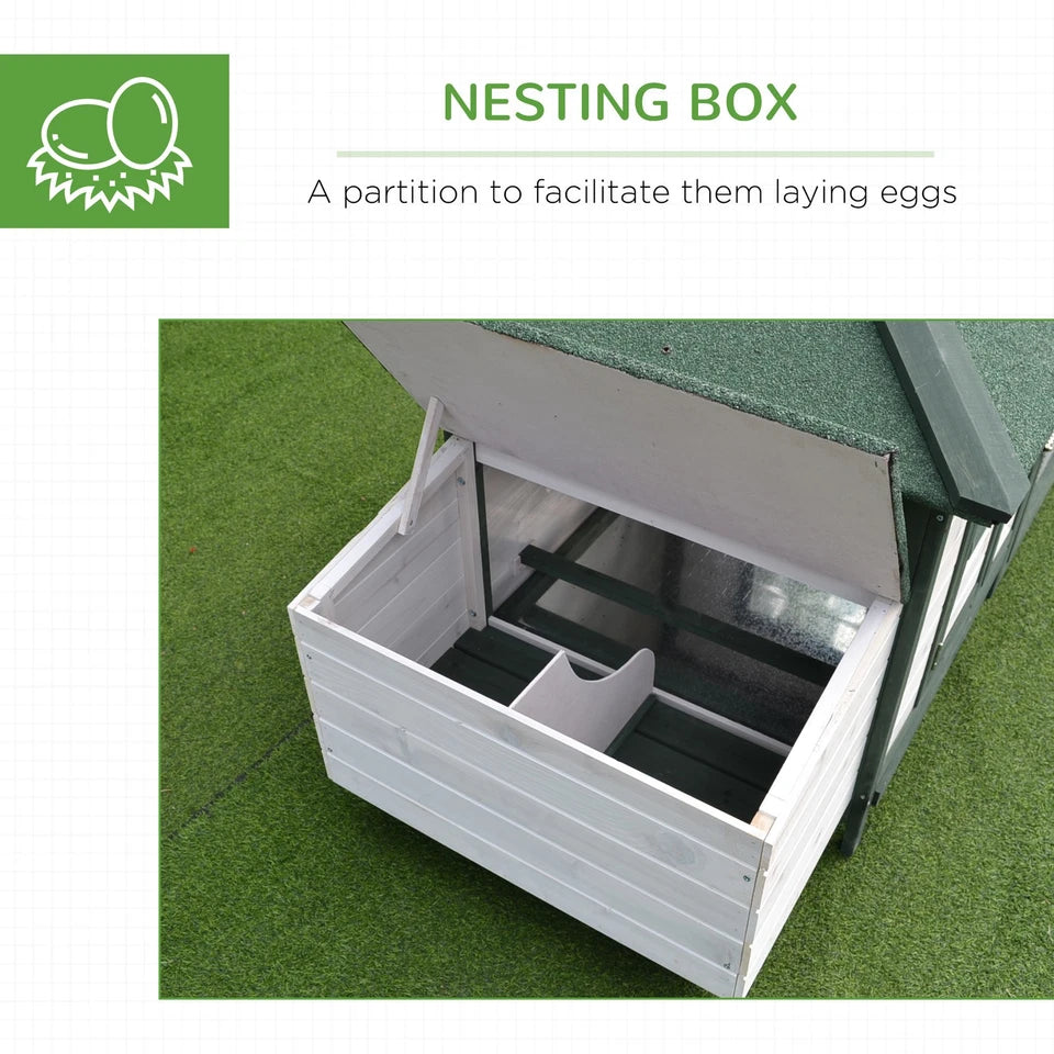 Wood Chicken Coop Pet Poultry Hen House Back yard with Nesting Box Ramp Run