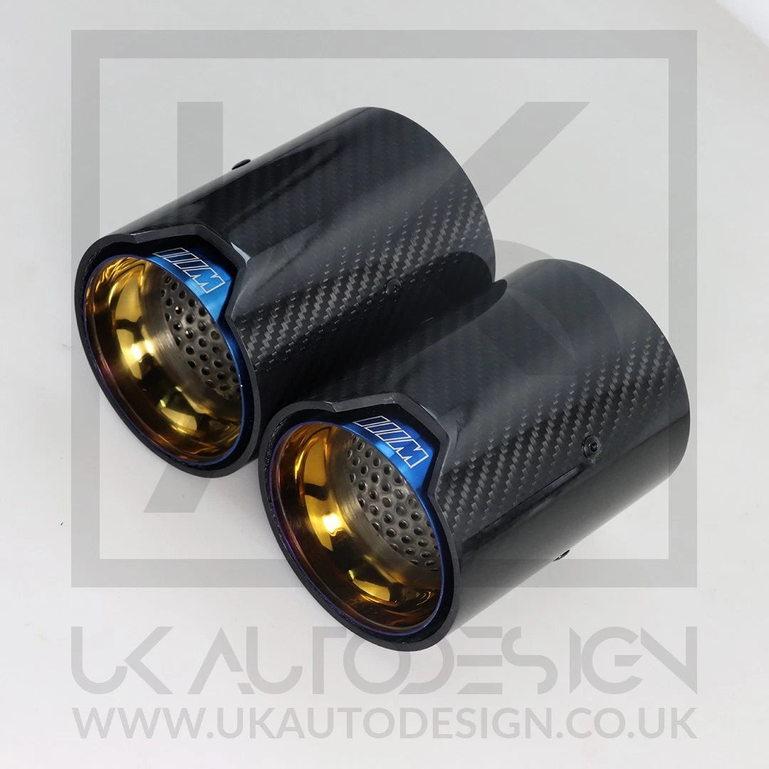2 x BMW M135i/M140i/M235i/M240i MP Blue Carbon Fibre Exhaust Tip F20/F21/F22/F23