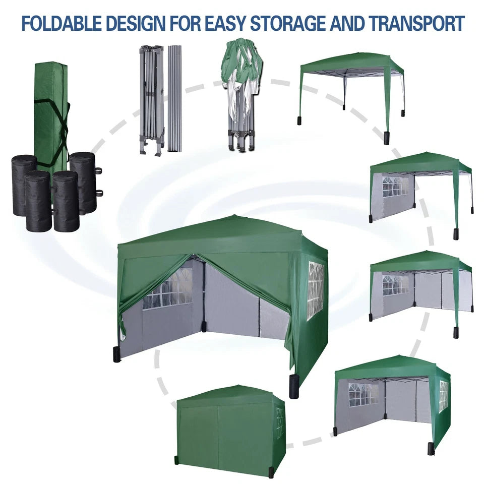 3x3m Pop up Heavy Duty Gazebo With Sides And Weight bags