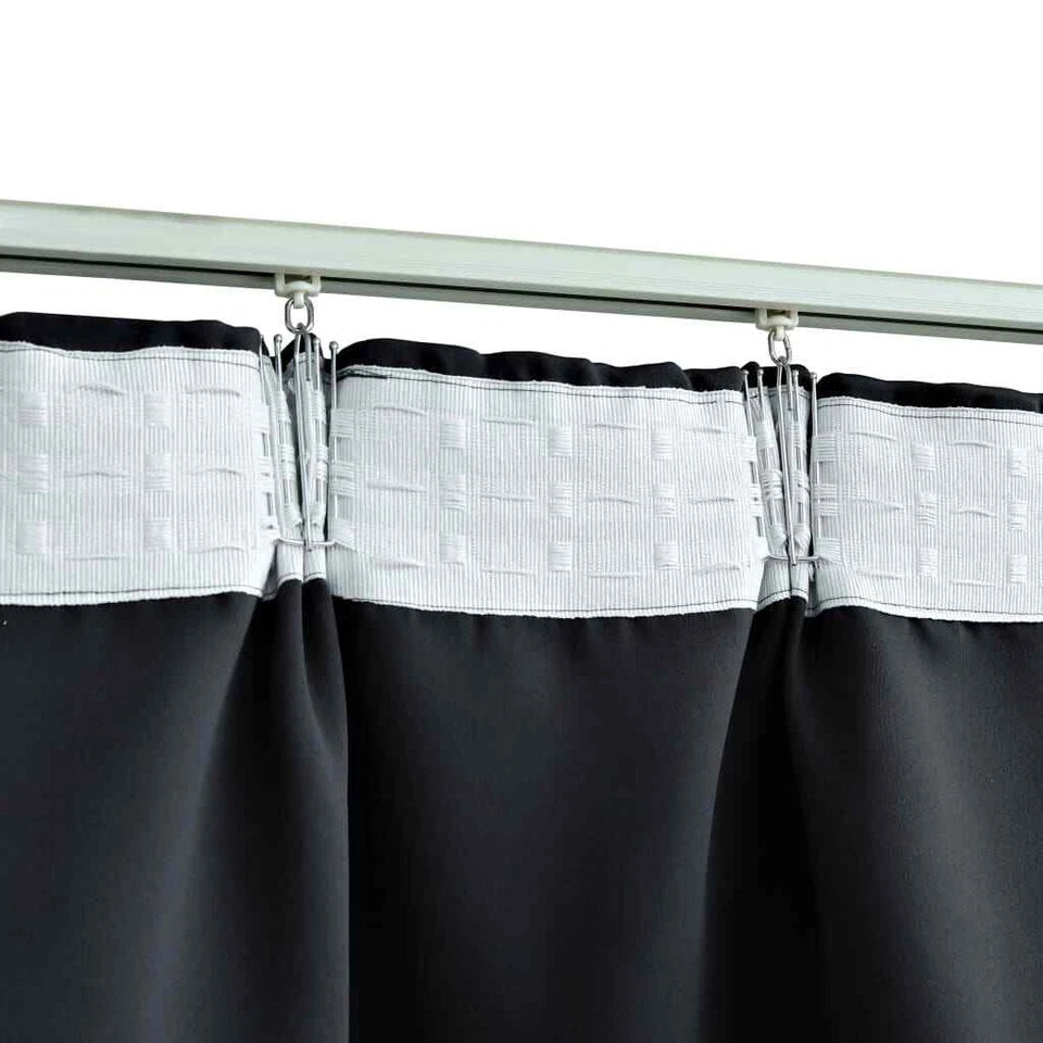 Blackout Curtain with Hooks Blind Drapery Window Covering ( Black)