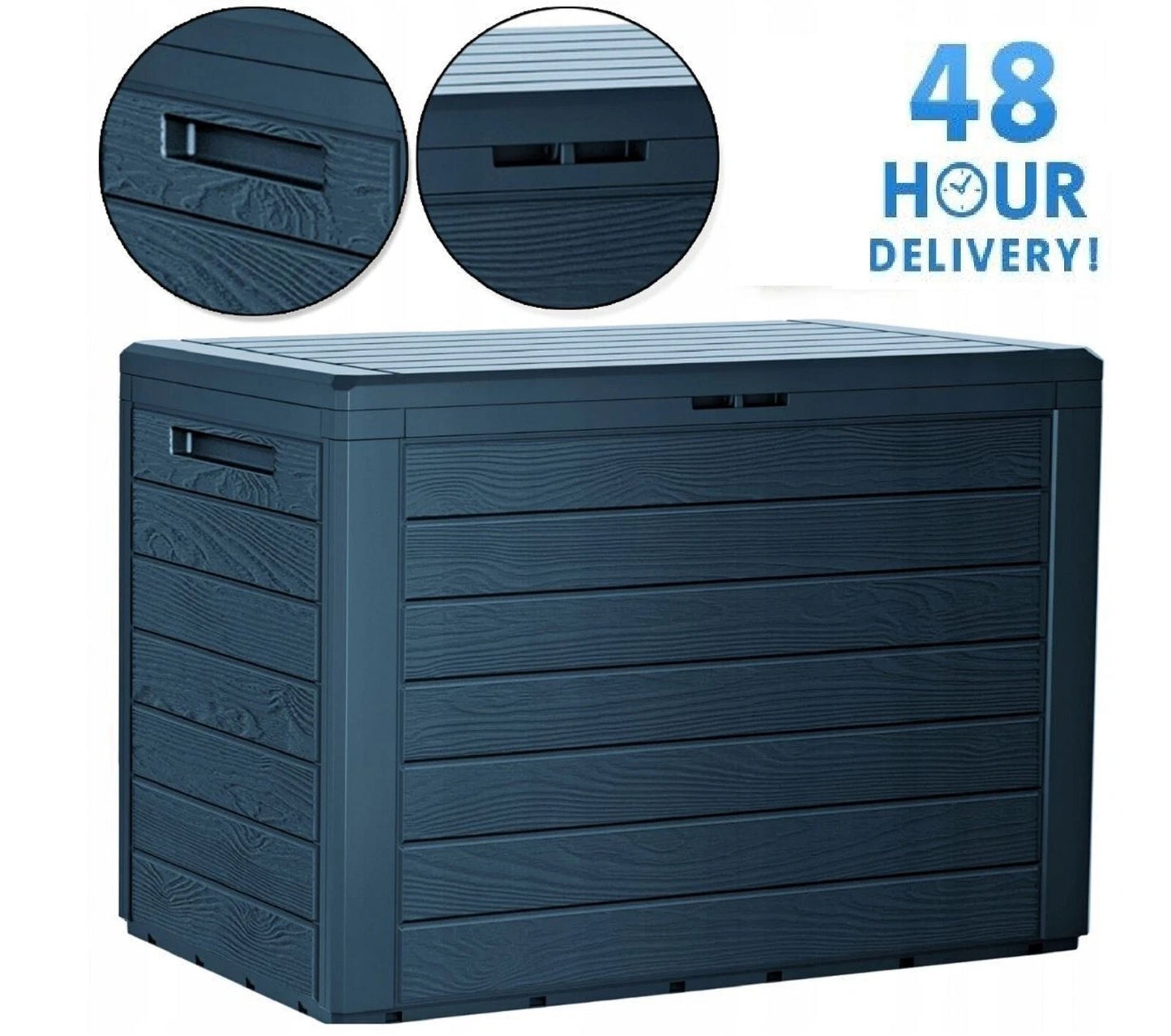 Garden Storage Box Deck Chest 190L Wood Structure Lockable Patio Balcony Grey