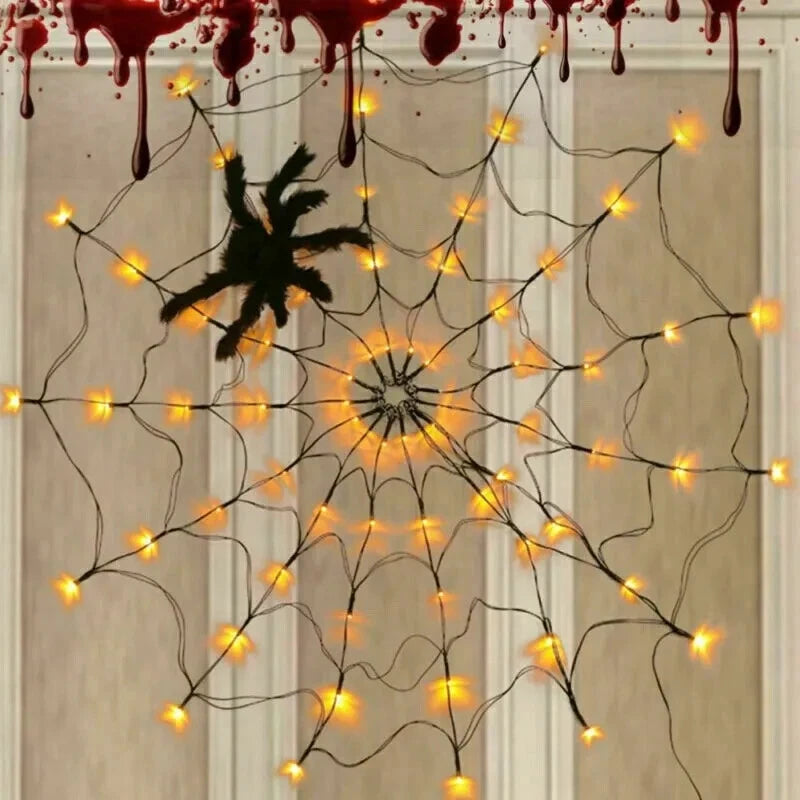 100cm LED Light Halloween Decoration Giant Spider Web Party Props Outdoor Decor