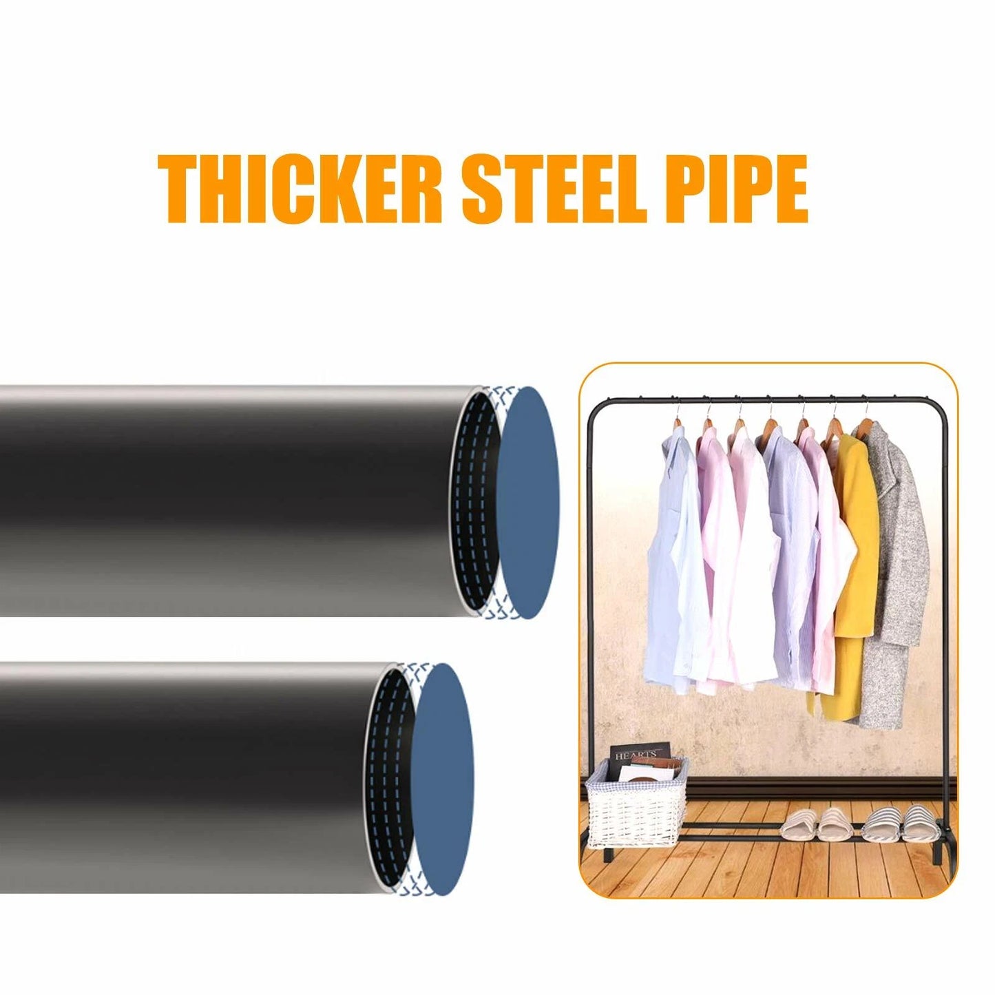 Heavy Duty Metal Clothes Rail Rack Garment Hanging Display Stand Storage Shelf