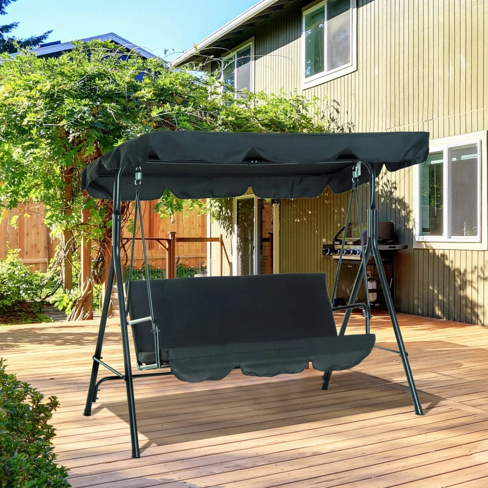 Garden Hammock Swing Chair 3 Seater Bench Canopy Patio Cushion Outdoor Strattore