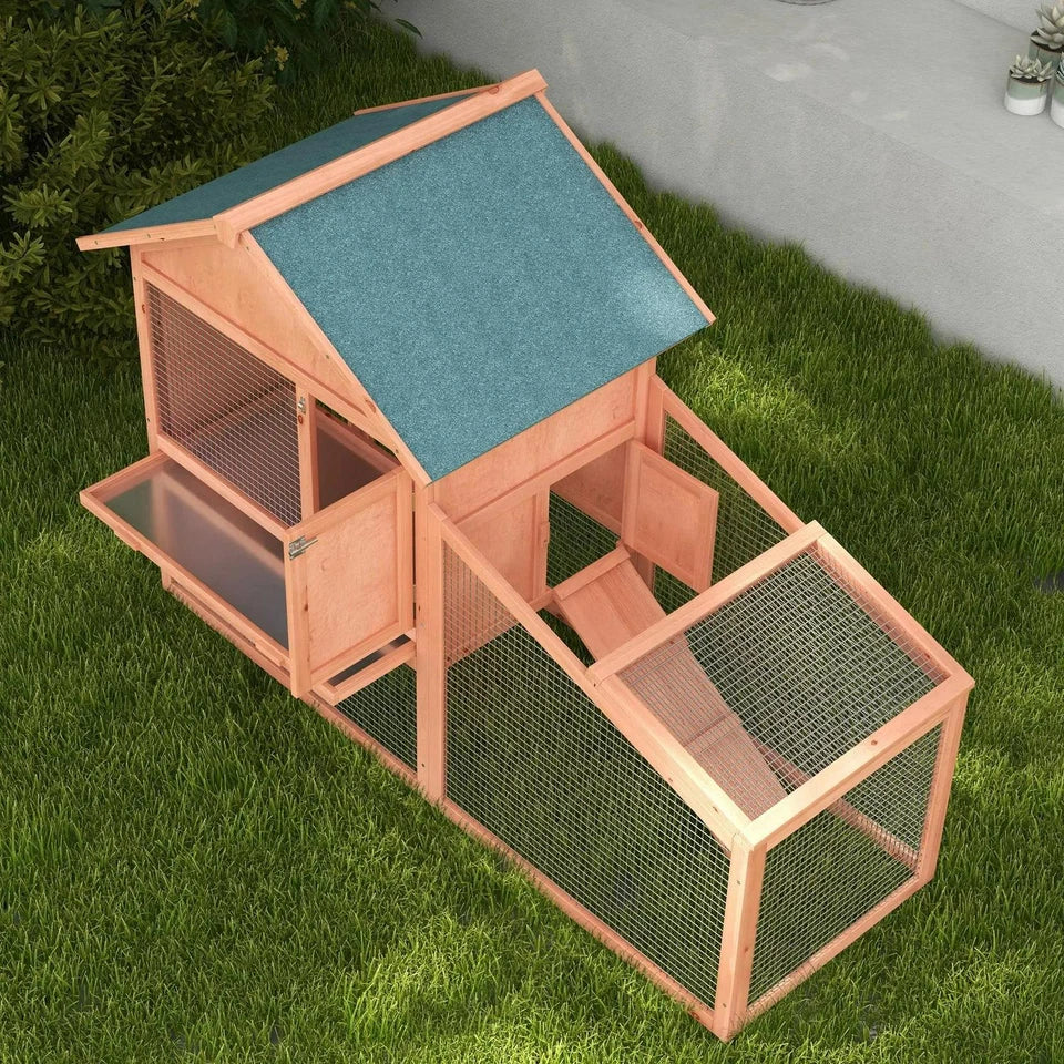 Pawhut Wood Rabbit ,Bunny, Pig Hutch Water Resistant w/ Ramp Outdoor Use
