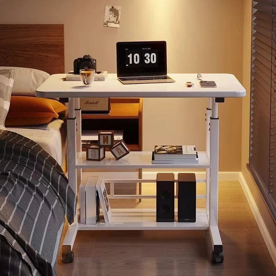 Adjustable Height Small PC Computer Desk Mobile Overbed Table Laptop Stand Shelf