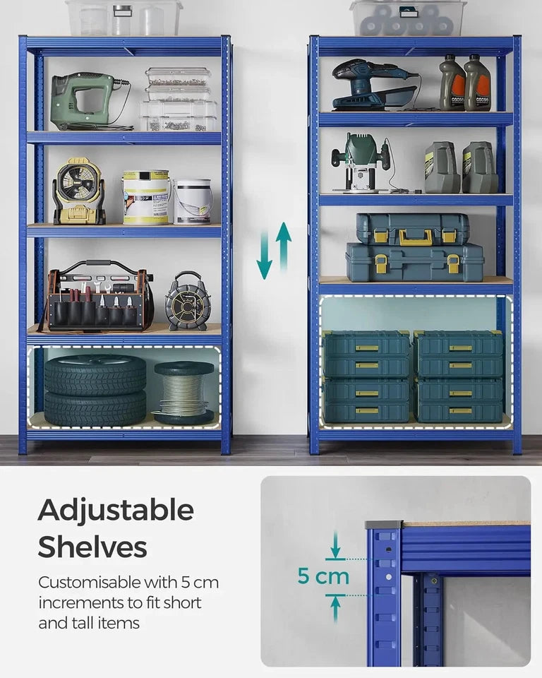 5 Tier Shelving Unit 200x100x50cm Heavy Duty Adjustable Storage Shelves