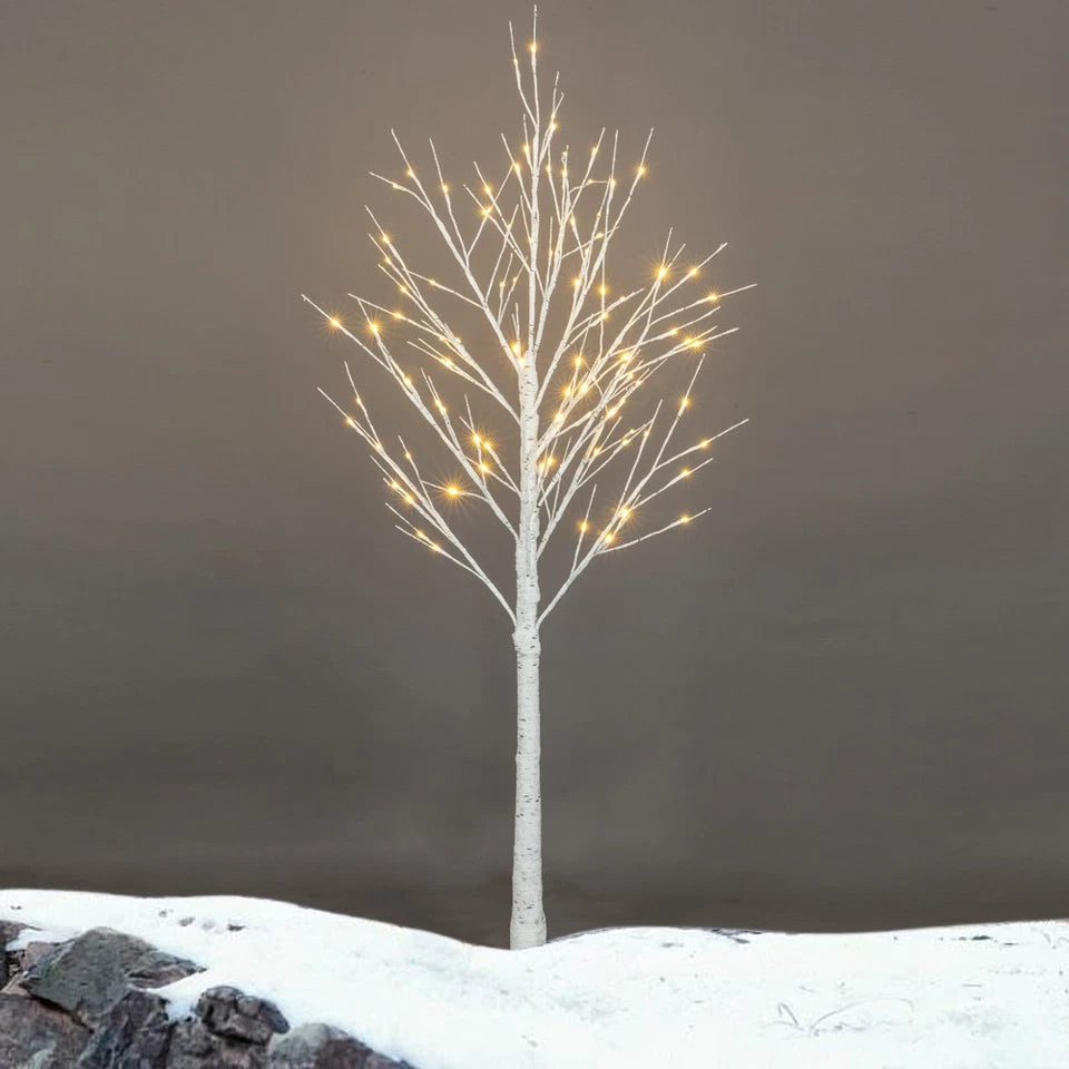 Outdoor 4ft, 6ft, 8ft Birch Christmas Twig Tree Pre Lit Ice Warm White Multi LED