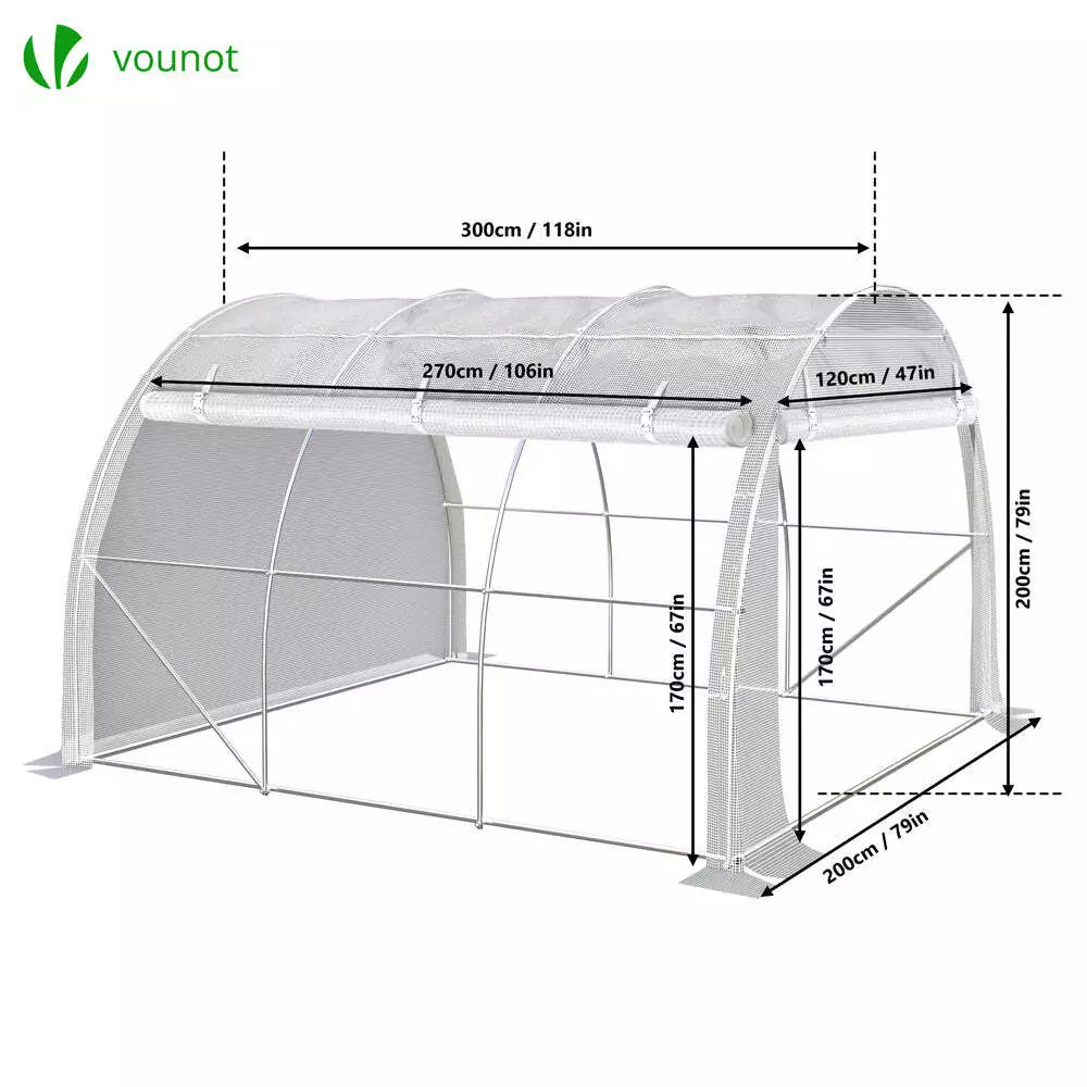 Polytunnel Greenhouse Grow House with Roll-up Side Walls, 3x2x2m 6m²