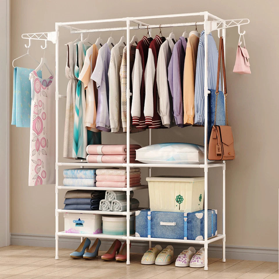 Heavy Duty iron Clothes Rail Stand Rack Storage Garment Shelf Hanging Display
