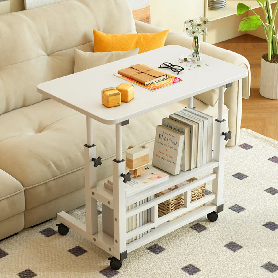 Adjustable Height Small PC Computer Desk Mobile Overbed Table Laptop Stand Shelf