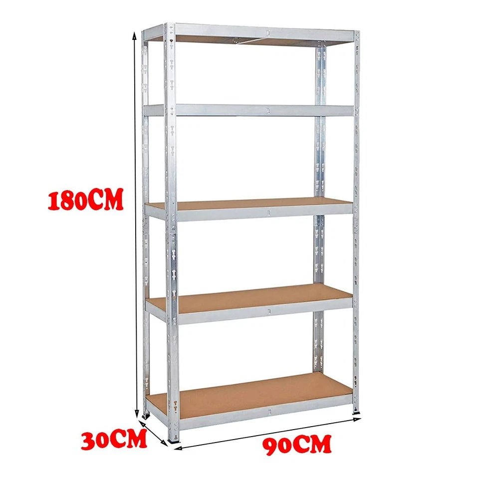 5 Tier Racking Shelf Heavy Duty Garage Shelving Storage Shelves 180x90x30cm