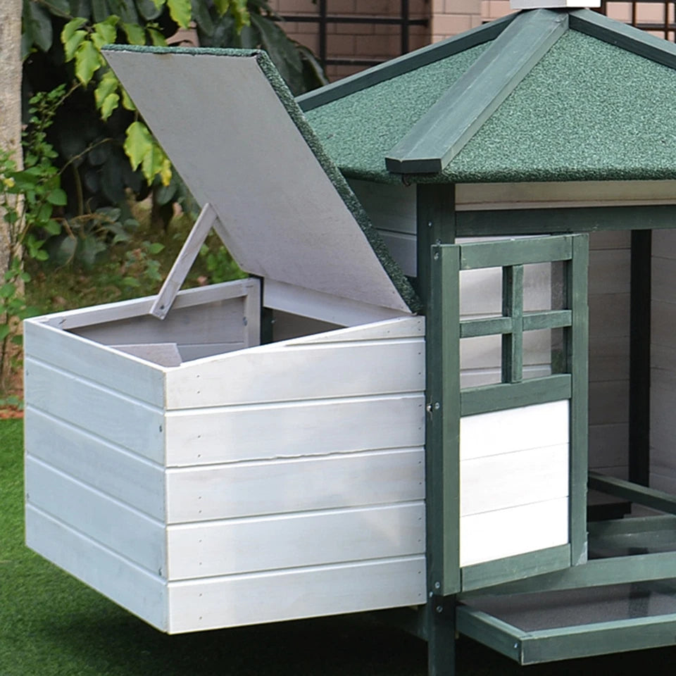 Wood Chicken Coop Pet Poultry Hen House Back yard with Nesting Box Ramp Run