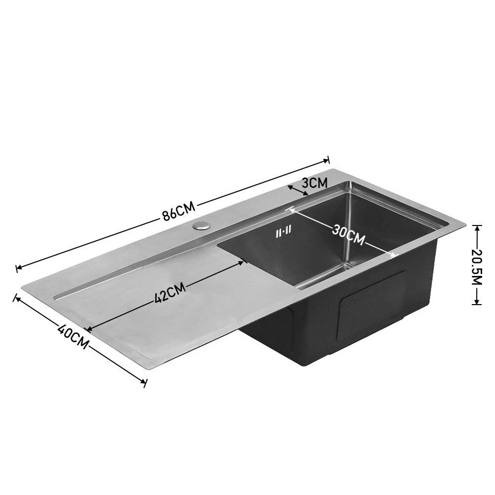 1.0 Bowl Stainless Steel Inset Kitchen Sink With Left Hand Drainer Free Waste