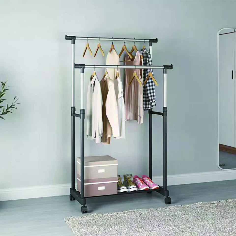 Metal Clothes Rail Storage Garment Shelf Hanging Display Stand Rack